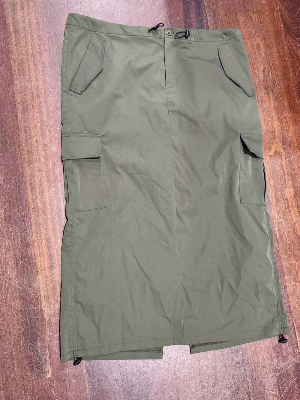 Olive Green Cargo Maxi Skirt